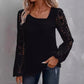 🌸Langarm-Top mit Cut-out und Patchwork-Spitze für Damen🌸
