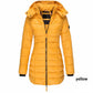 ✨ Mittellange wattierte Winterjacke für Damen – einfarbig & warme Kapuze