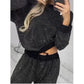 🎅Frühweihnachtsangebot🎄Weihnachts-Top mit Pailletten und Hose mit weitem Bein (zweiteiliges Set)