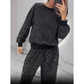 🎅Frühweihnachtsangebot🎄Weihnachts-Top mit Pailletten und Hose mit weitem Bein (zweiteiliges Set)