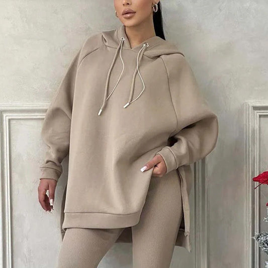 💖49% Rabatt - 2-teiliges Set aus Sweatshirts und Hosen mit Kapuze und Schlitz für Damen