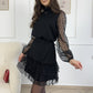 🎉2025 Neues Design🧸👗Gepunktetes Minikleid mit Bindegürtel