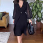 🥰👗Neues Jahr, neue Kleidung🥰Elegantes Kleid mit V-Ausschnitt und langen Laternenärmeln aus Mesh für Frauen