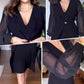 🥰👗Neues Jahr, neue Kleidung🥰Elegantes Kleid mit V-Ausschnitt und langen Laternenärmeln aus Mesh für Frauen