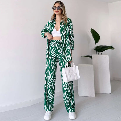 🌹💓2025 neuer Stil🌟elegantes Damen Hemd und Hose 2-teiliges Set, Zebra-Print💕