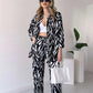 🌹💓2025 neuer Stil🌟elegantes Damen Hemd und Hose 2-teiliges Set, Zebra-Print💕