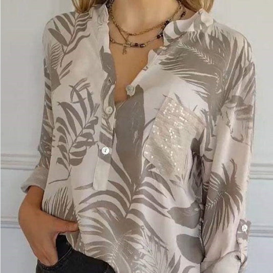 ❤️🔥👗Modisches Damen-Oberteil mit Druck und V-Ausschnitt