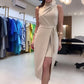 💥🎉beliebtes Produkt🎊🌹Ärmelloses Damen-Krawattenkleid mit hohem Halsausschnitt und geteiltem Midikleid💖