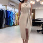 💥🎉beliebtes Produkt🎊🌹Ärmelloses Damen-Krawattenkleid mit hohem Halsausschnitt und geteiltem Midikleid💖