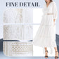 ❤️🎉Bequeme Urlaubskleider👗👉Weißes Boho-Midikleid mit V-Ausschnitt🌿🏖️