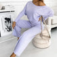 ✨Set aus einfarbigem Pullover mit überschnittenen Schultern und lockerer Hose für Damen