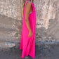 Damen elegantes Maxikleid mit Trägern und Blumendruck