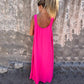 Damen elegantes Maxikleid mit Trägern und Blumendruck