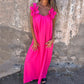 Damen elegantes Maxikleid mit Trägern und Blumendruck