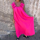 Damen elegantes Maxikleid mit Trägern und Blumendruck