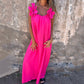 Damen elegantes Maxikleid mit Trägern und Blumendruck