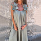 Damen elegantes Maxikleid mit Trägern und Blumendruck