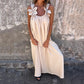 Damen elegantes Maxikleid mit Trägern und Blumendruck