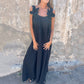 Damen elegantes Maxikleid mit Trägern und Blumendruck