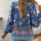 🌷🍃Damenmode bedrucktes Langarmshirt mit V-Ausschnitt