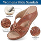 Damen-Sandale aus Leder mit Blumenmuster