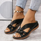 Damen-Sandale aus Leder mit Blumenmuster