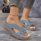 Damen-Sandale aus Leder mit Blumenmuster