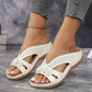 Damen-Sandale aus Leder mit Blumenmuster