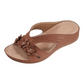 Damen-Sandale aus Leder mit Blumenmuster