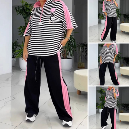 🔥🔥Modisches Set für Damen mit gestreiftem Top und Hose
