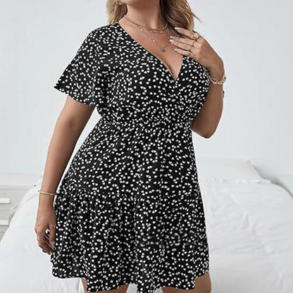 Lässiges Damenkleid mit V-Ausschnitt und Print