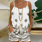 🌟Zeitlich begrenztes Sonderangebot 🌈 Damen-Set bestehend aus einem bedruckten Top mit schmalen Trägern und einer Shorts