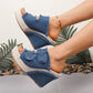 Lässige Denim-Plateau-Sandalen für Damen