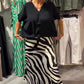 Damen lässiges Set aus Bluse mit Knoten vorne und Midirock