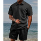 👕 54% RABATT! 💎 Herren-Zweiteiler mit Rautenstruktur – Kurzarmhemd & Shorts – Atmungsaktiv, Knitterfrei & Lässiger Sommer-Look ☀️