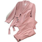 2-teiliges Business-Set für Damen: Blazer mit Schleife vorne und Hose mit weitem Bein
