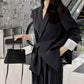 2-teiliges Business-Set für Damen: Blazer mit Schleife vorne und Hose mit weitem Bein