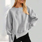 💖Vielseitiges Damen-Sweatshirt mit Rundhalsausschnitt: Lockere Passform und Seitenschlitze