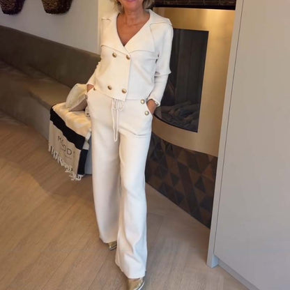 Elegantes Set aus Oberteil und Hose mit weitem Bein