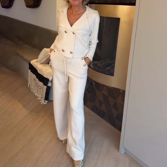 Elegantes Set aus Oberteil und Hose mit weitem Bein