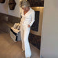 Elegantes Set aus Oberteil und Hose mit weitem Bein