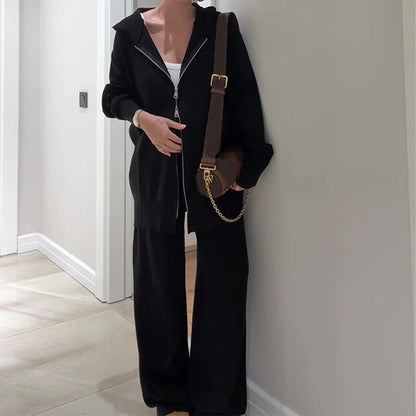 Damenmode Kapuzenoberteil & Freizeithose 2-teiliges Set