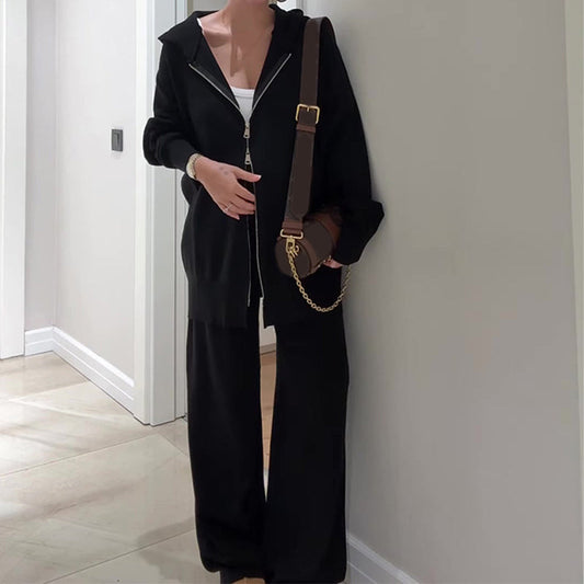 Damenmode Kapuzenoberteil & Freizeithose 2-teiliges Set