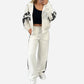 2-teiliges Sweatshirt-Set für Damen mit Leopardenmuster und Reißverschluss