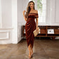 Elegantes, schulterfreies Maxikleid mit Rüschen für Damen
