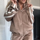 2-teiliges Set aus Jacke und Hose mit elastischem Bund und Farbblock-Design für Damen