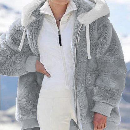 🧥 60% RABATT! ✨ Kapuzen-Fleecejacke mit Lammfellfutter - Winddicht & Wärmeisolierend für Extremes Winterwetter ❄️🛡️