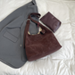 Lightweight Retro Shoulder Tote with Matching Pouch