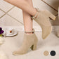 Damen-Stiefeletten mit spitzer Spitze und klobigem Absatz