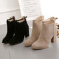 Damen-Stiefeletten mit spitzer Spitze und klobigem Absatz